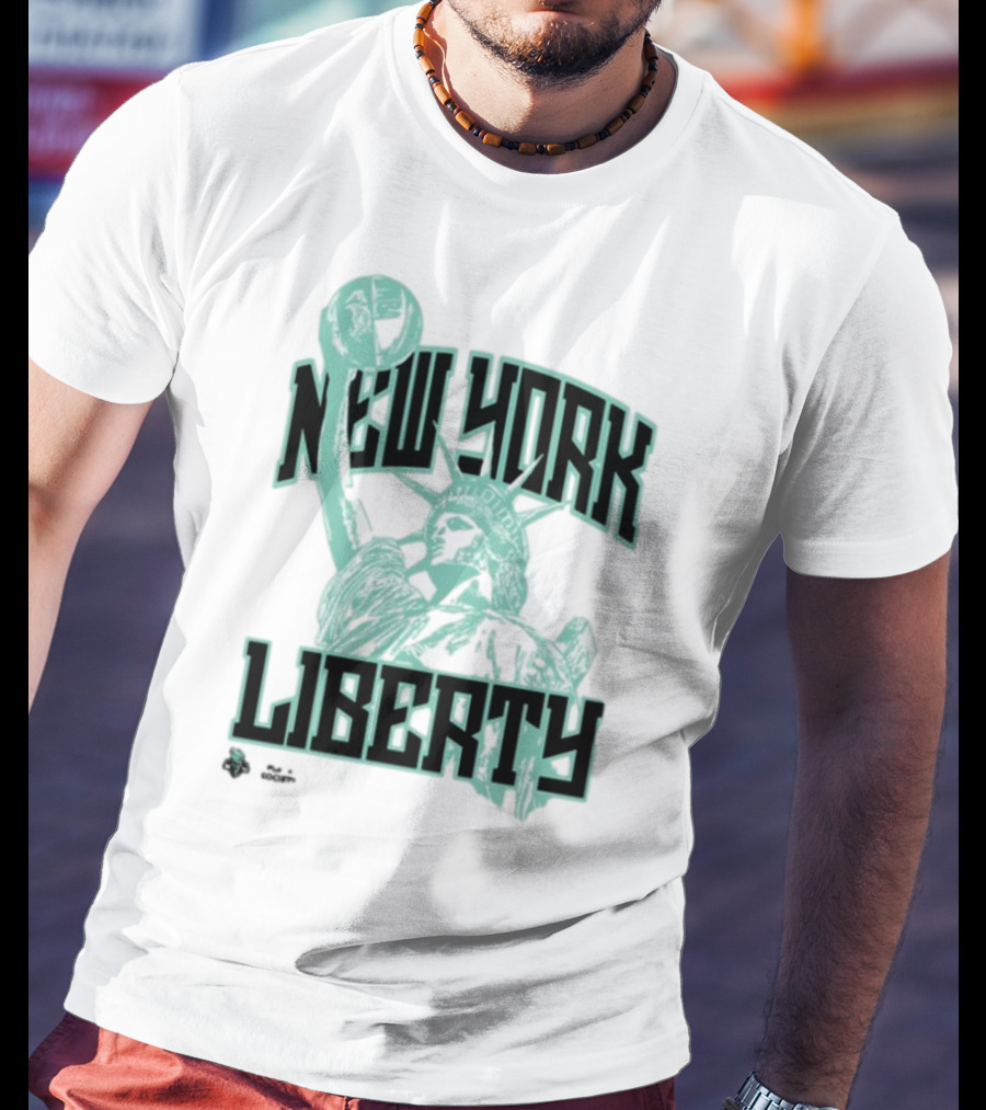 New York Liberty Playa Society Team Statue Of Liberty Basketball T-Shirt