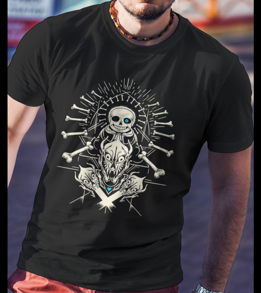 Undertale Megalovania Sans Skull And Bones Iconic Motif T-Shirt