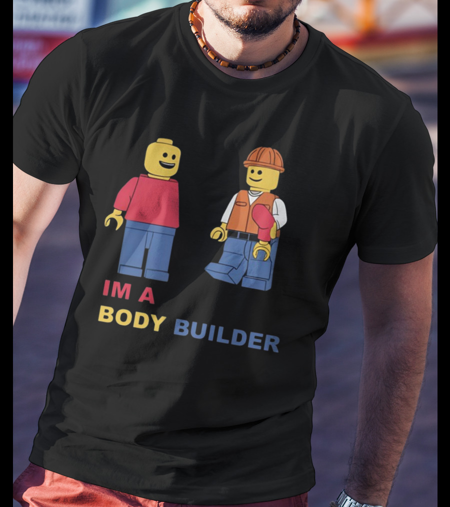 Lucca International I'm A Body Builder Lego Minifigures Construction Worker And Red-Shirted Figure T-Shirt