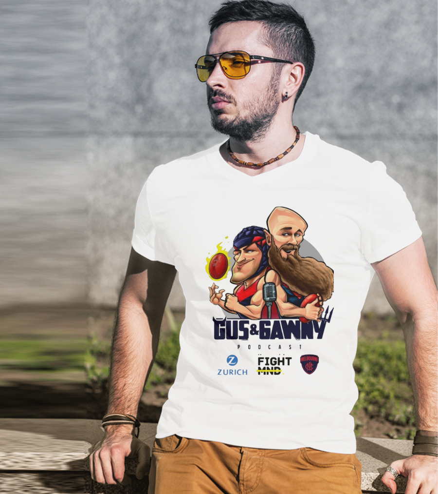 Melbourne Demons Gus And Gawny Podcast Zurich Fight MND AFL Caricature T-Shirt
