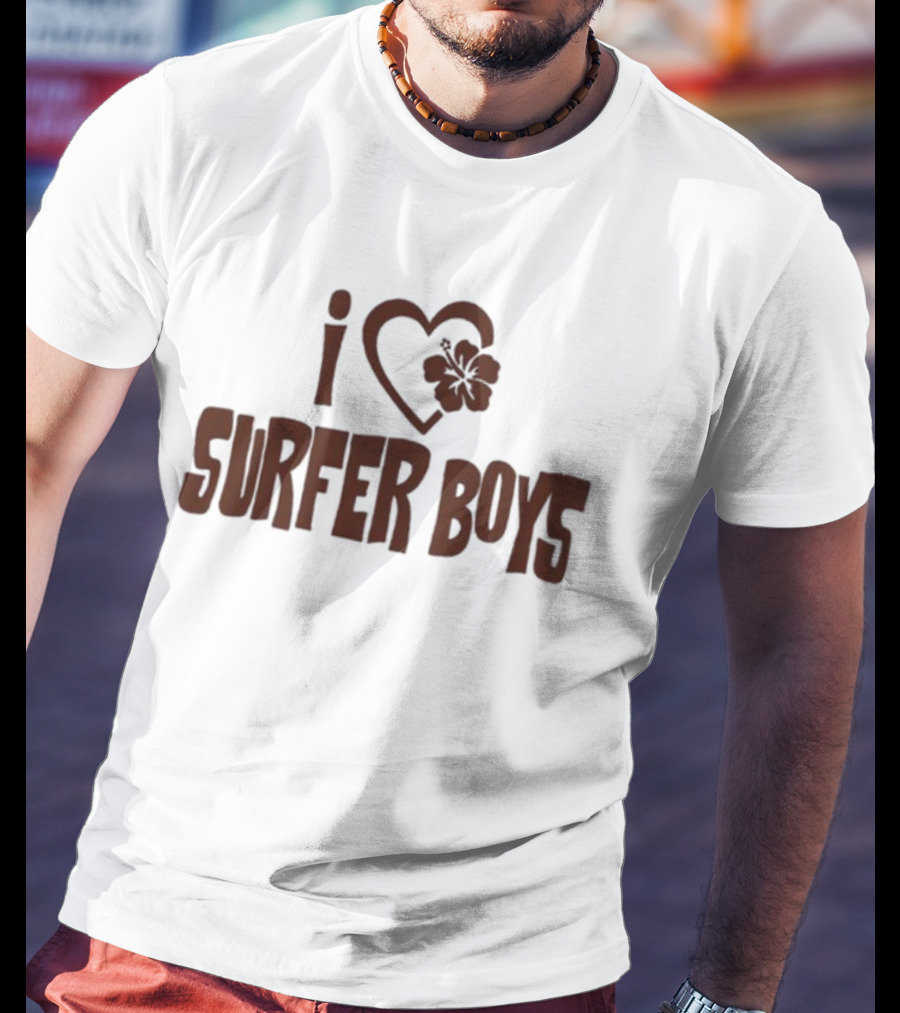 I Love Surfer Boys Flower Heart T-Shirt