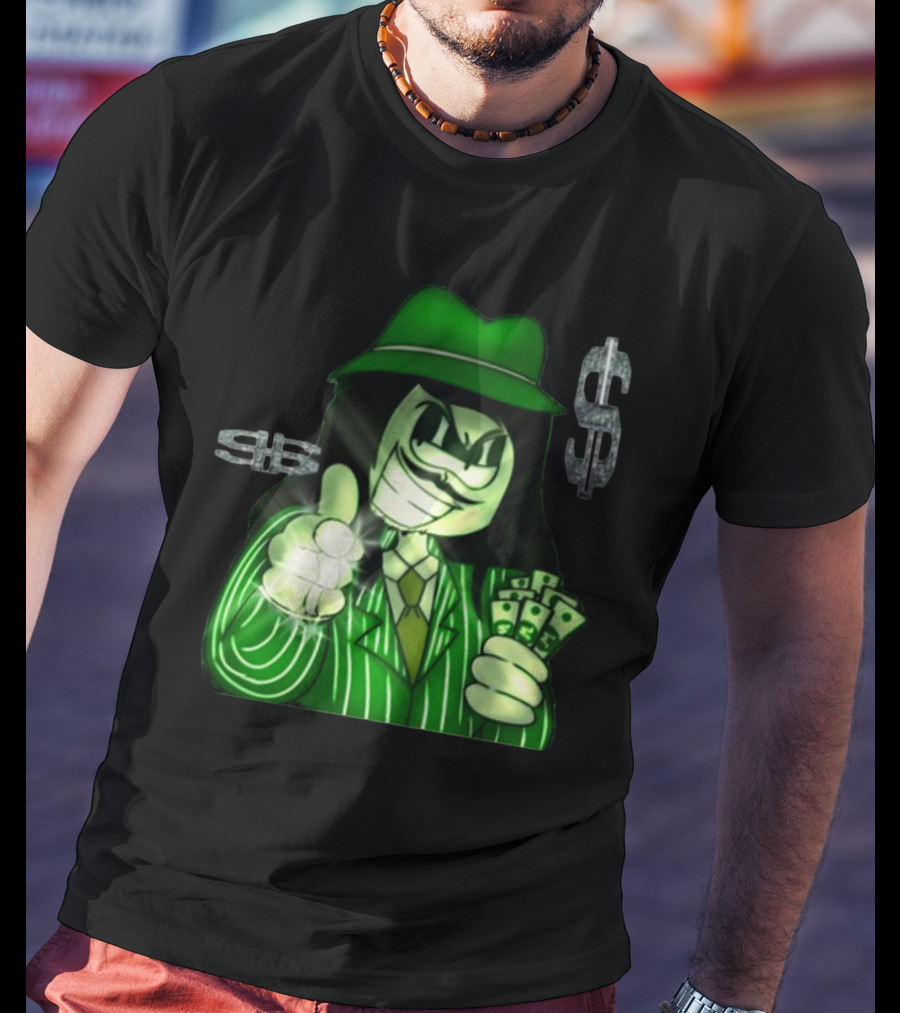 Green Gangsta Spongewhang With Money And Dollar Signs T-Shirt