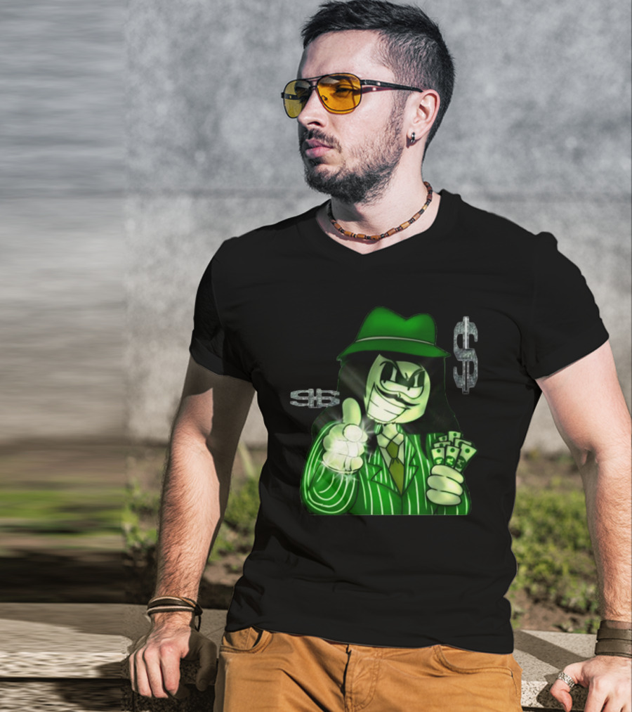 Green Gangsta Spongewhang With Money And Dollar Signs T-Shirt