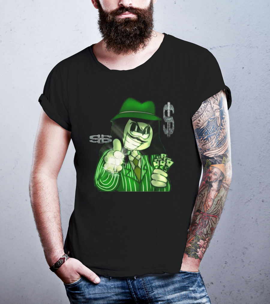 Green Gangsta Spongewhang With Money And Dollar Signs T-Shirt
