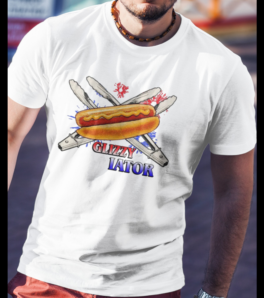 Middleclassfancy Usa Glizzy Gladiator Hot Dog Tongs American Colors T-Shirt