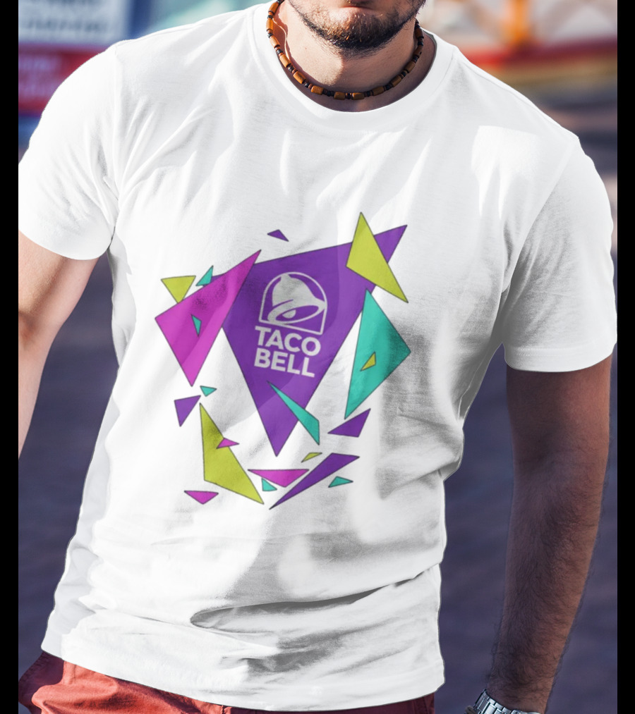 Taco Bell Logo Neon Geometric Shapes T-Shirt