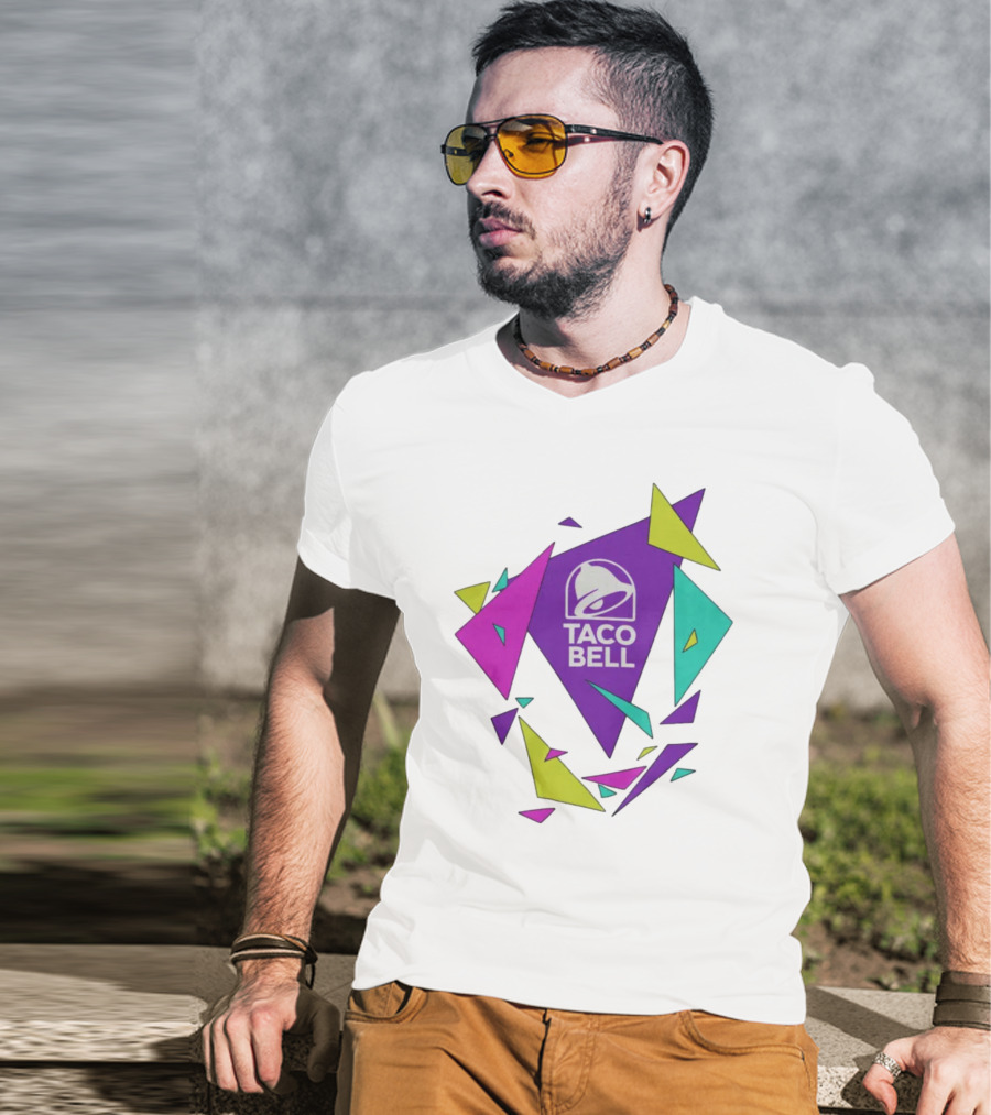 Taco Bell Logo Neon Geometric Shapes T-Shirt