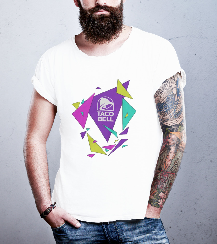 Taco Bell Logo Neon Geometric Shapes T-Shirt