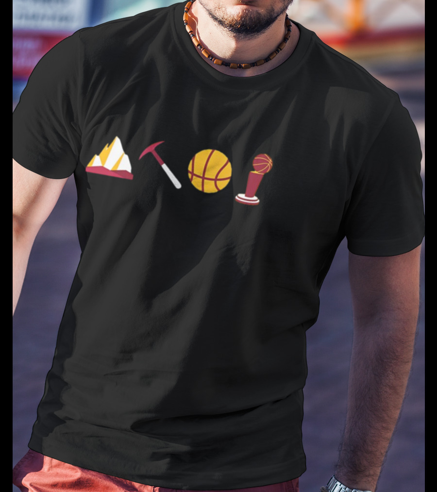 Denver Mountain Basketball Trophy And Climbing Pickaxe Icons T-Shirt