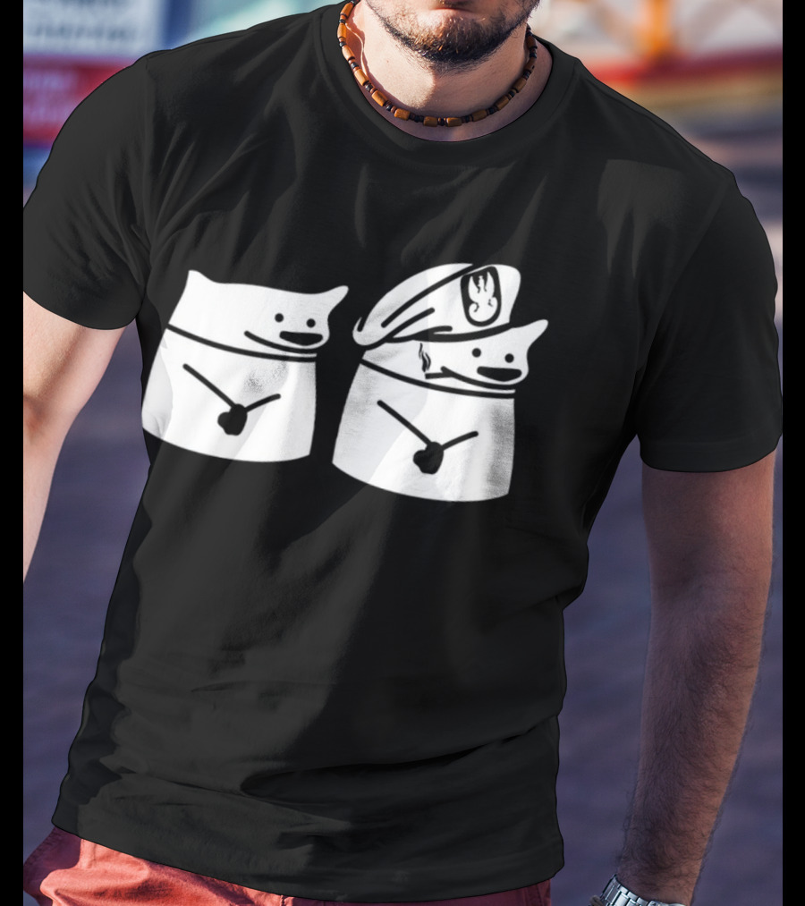 Nafo Ofan Fella Meme Character Pair In Officer Hat T-Shirt