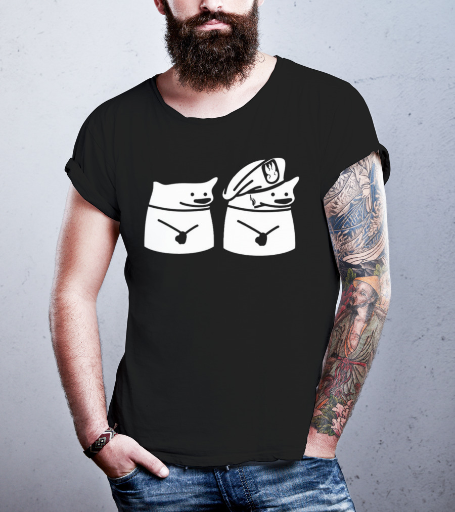 Nafo Ofan Fella Meme Character Pair In Officer Hat T-Shirt