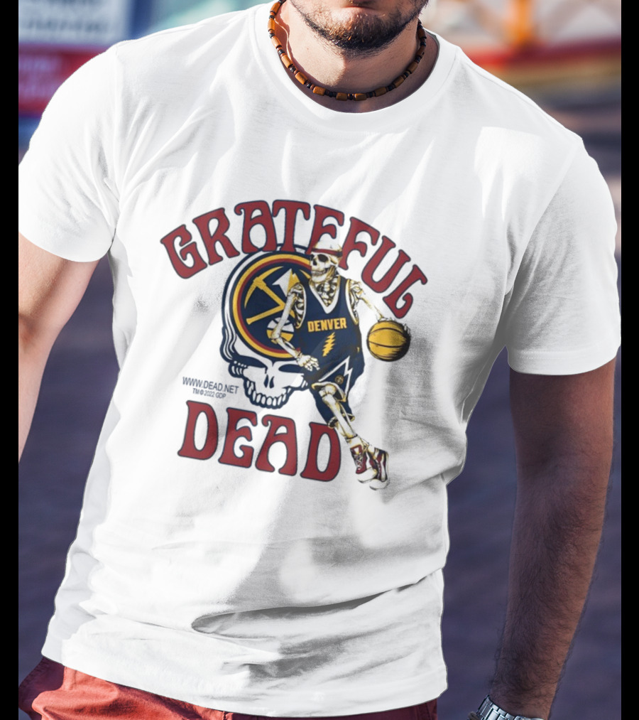 Grateful Dead Denver Nuggets Skull Skeleton Basketball Player T-Shirt
