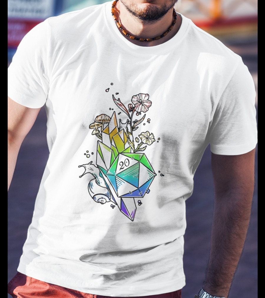 Ritual Cast Pride D20 Natural 20 Crystal Floral Fantasy T-Shirt