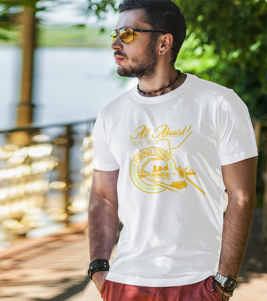 All Aboard Next Stop Pound Town Train City Skyline T-Shirt