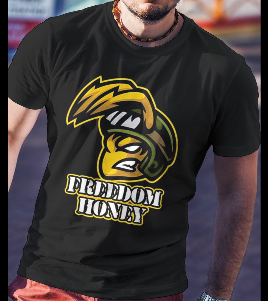 Freedom Honey Angry Yellow Cartoon Soldier Helmet T-Shirt