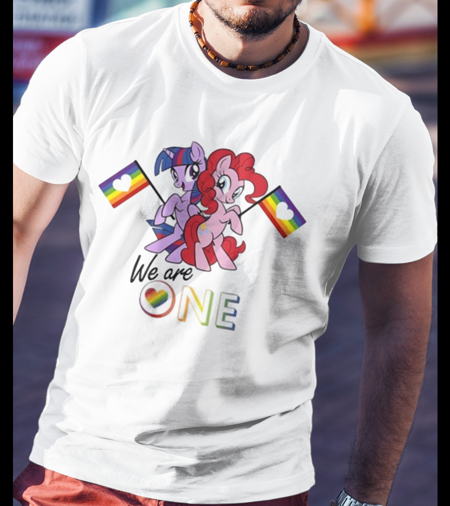 My Little Pony We Are One Pinkie Pie Twilight Sparkle Pride Rainbow Flags T-Shirt