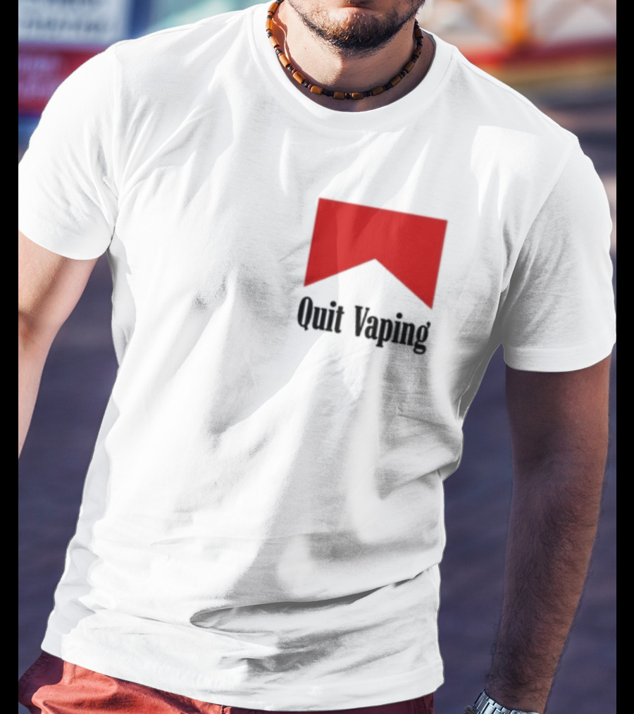 Quit Vaping Be A Man Red Triangle Message T-Shirt