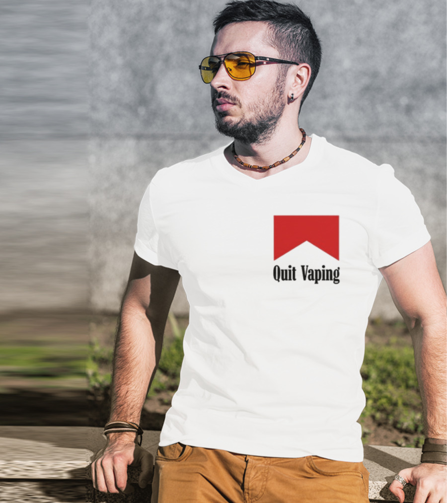 Quit Vaping Be A Man Red Triangle Message T-Shirt