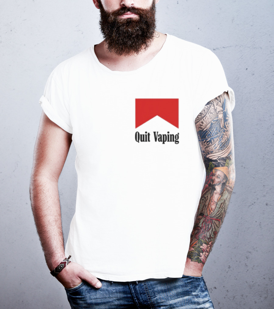 Quit Vaping Be A Man Red Triangle Message T-Shirt