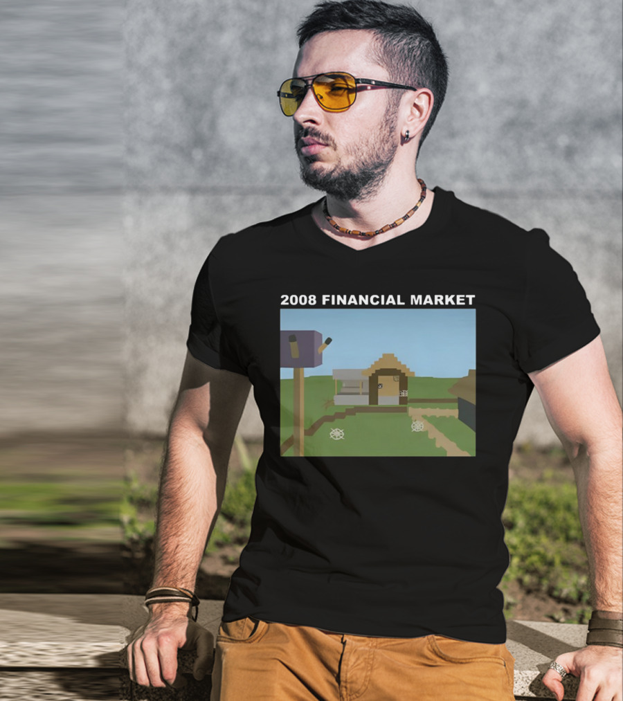 2008 Financial Market Pixelated Home Scene T-Shirt