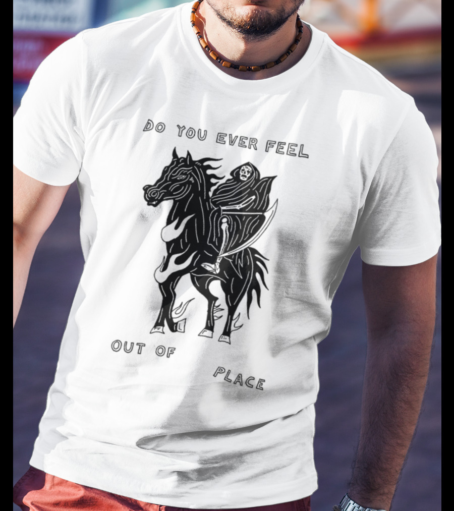 Heavyslime Do You Ever Feel Out Of Place Grim Reaper On Horse With Scythe T-Shirt