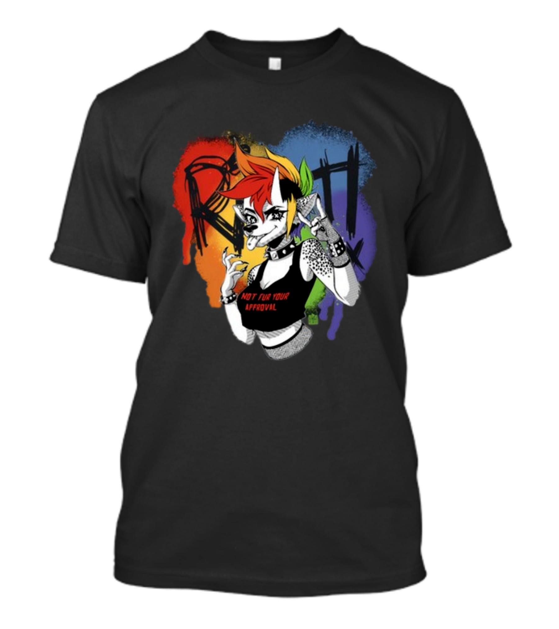 Jtwusky Riot Rainbow Hyena Not Fur Your Approval Punk T-Shirt