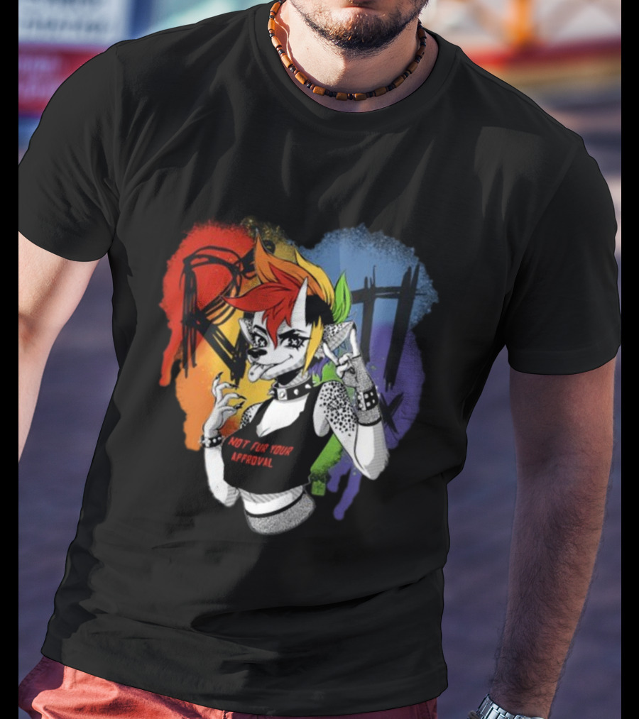 Jtwusky Riot Rainbow Hyena Not Fur Your Approval Punk T-Shirt