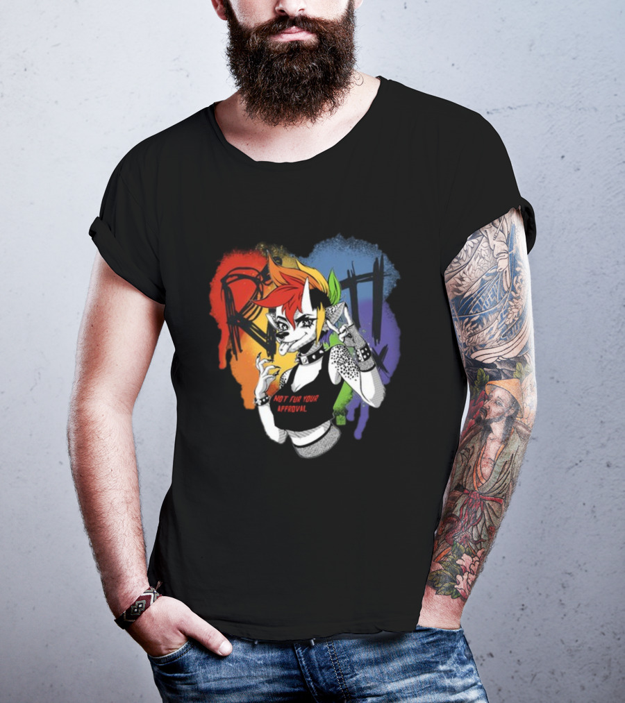 Jtwusky Riot Rainbow Hyena Not Fur Your Approval Punk T-Shirt