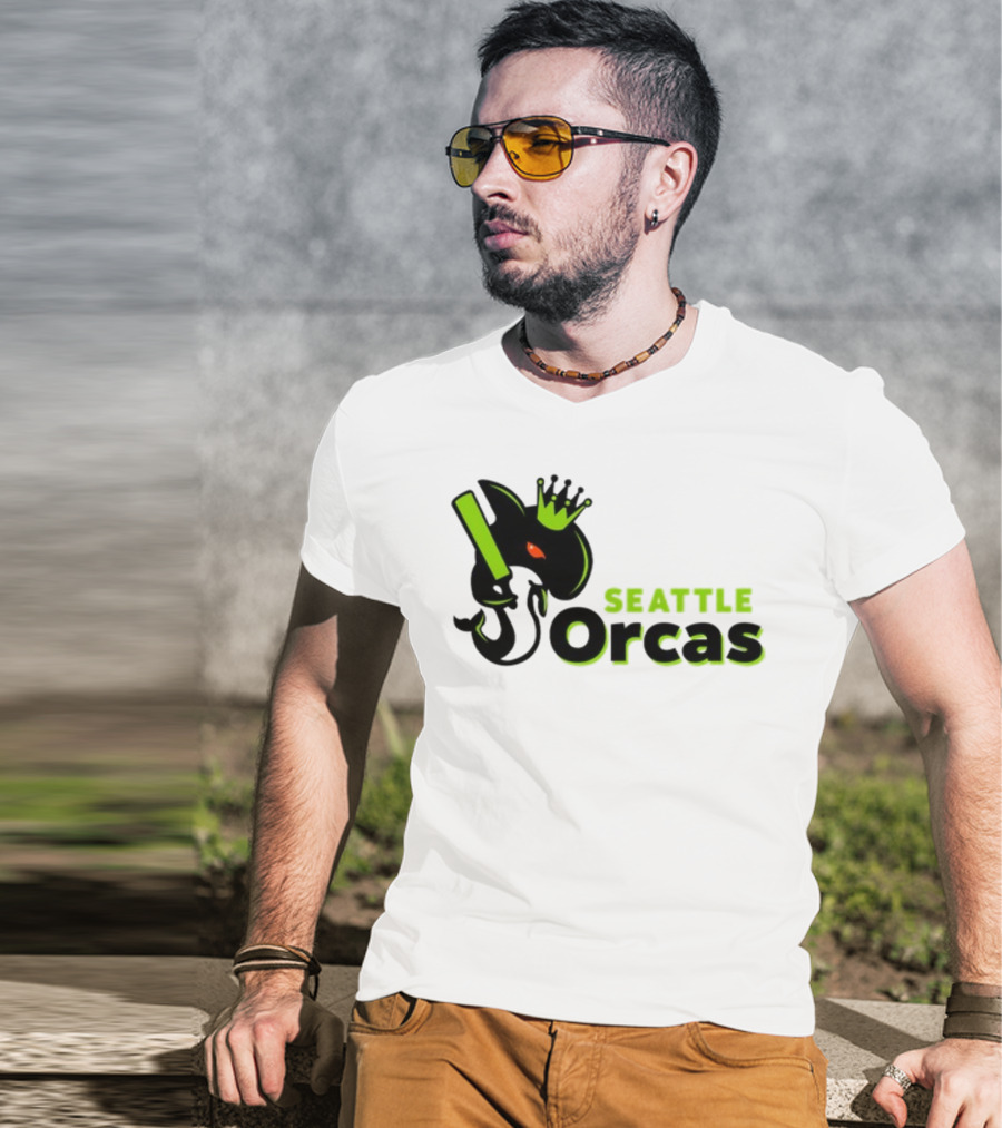 Franklin Leonard Seattle Orcas Crowned Orca With Bat T-Shirt