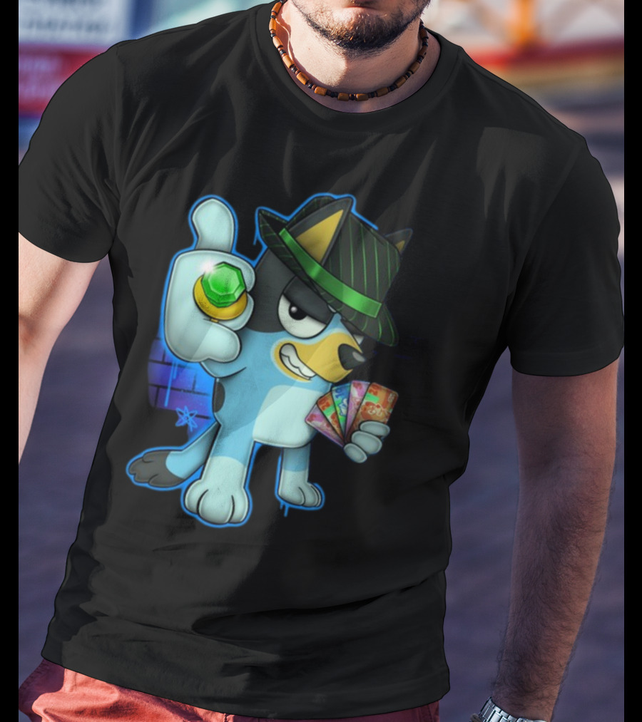 Bluepin Poker Dog With Fedora And Gem در Poker Cards T-Shirt