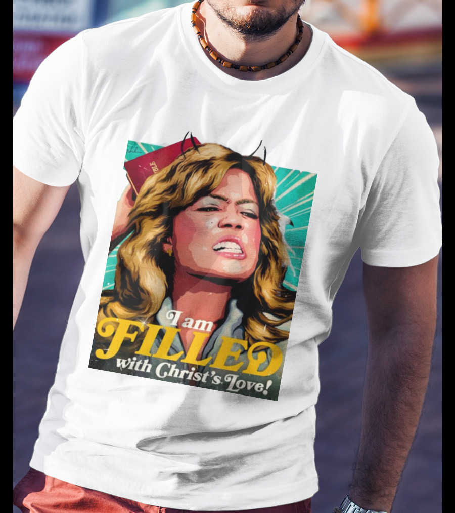 I Am Filled With Christ's Love Vintage Comic Style Woman Holding Bible T-Shirt