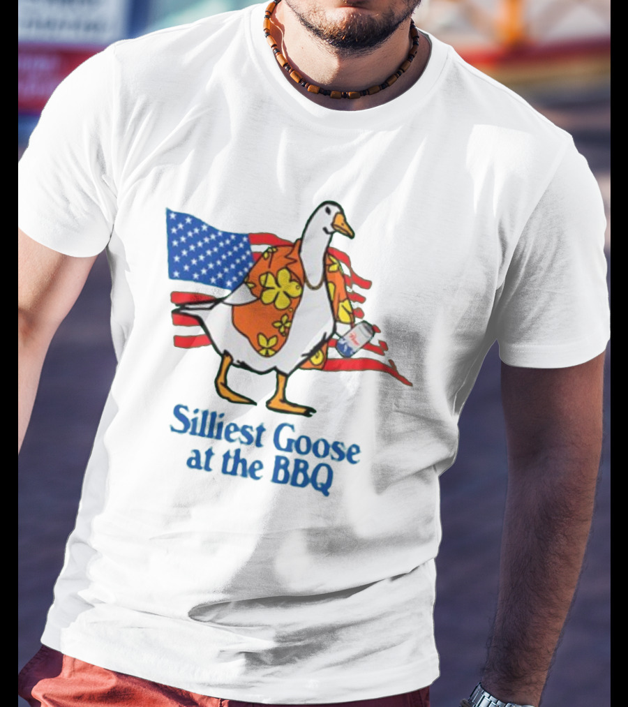 Silliest Goose At The BBQ Patriotic Hawaiian Shirt USA Flag T-Shirt