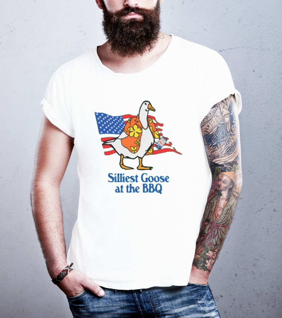 Silliest Goose At The BBQ Patriotic Hawaiian Shirt USA Flag T-Shirt