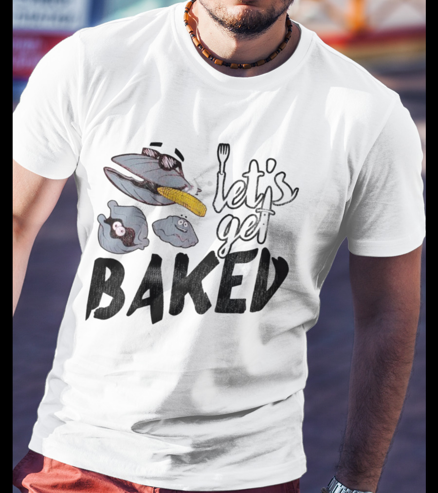 Cape Cod Clams Let's Get Baked With Corn And Cutlery Motif T-Shirt
