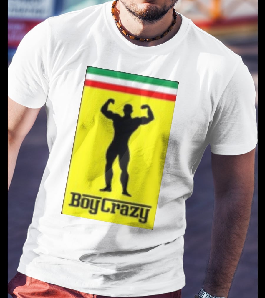 Boy Crazy Italia Bodybuilding Silhouette Italian Flag T-Shirt