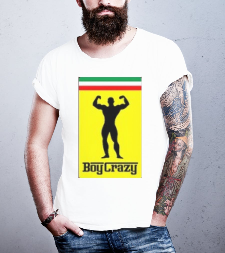 Boy Crazy Italia Bodybuilding Silhouette Italian Flag T-Shirt