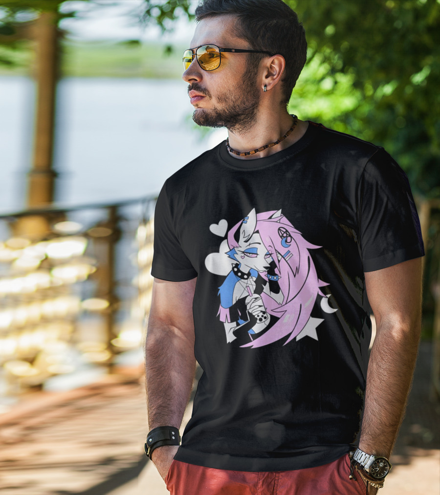Trans Colored Loona Pastel Goth Aesthetic With Heart And Star Symbols T-Shirt