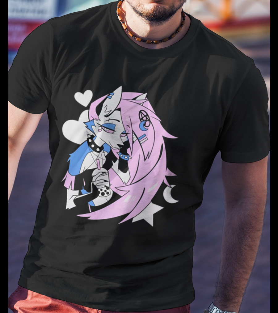 Trans Colored Loona Pastel Goth Aesthetic With Heart And Star Symbols T-Shirt