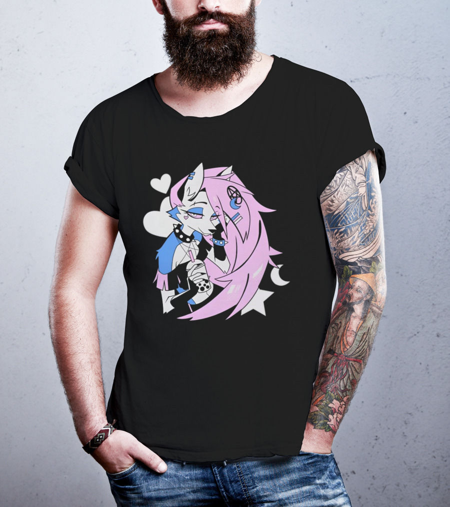Trans Colored Loona Pastel Goth Aesthetic With Heart And Star Symbols T-Shirt