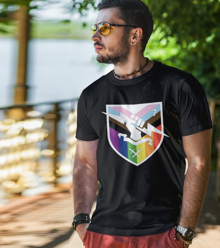Bungie Pride Progress Flag Fist Lightning Shield T-Shirt