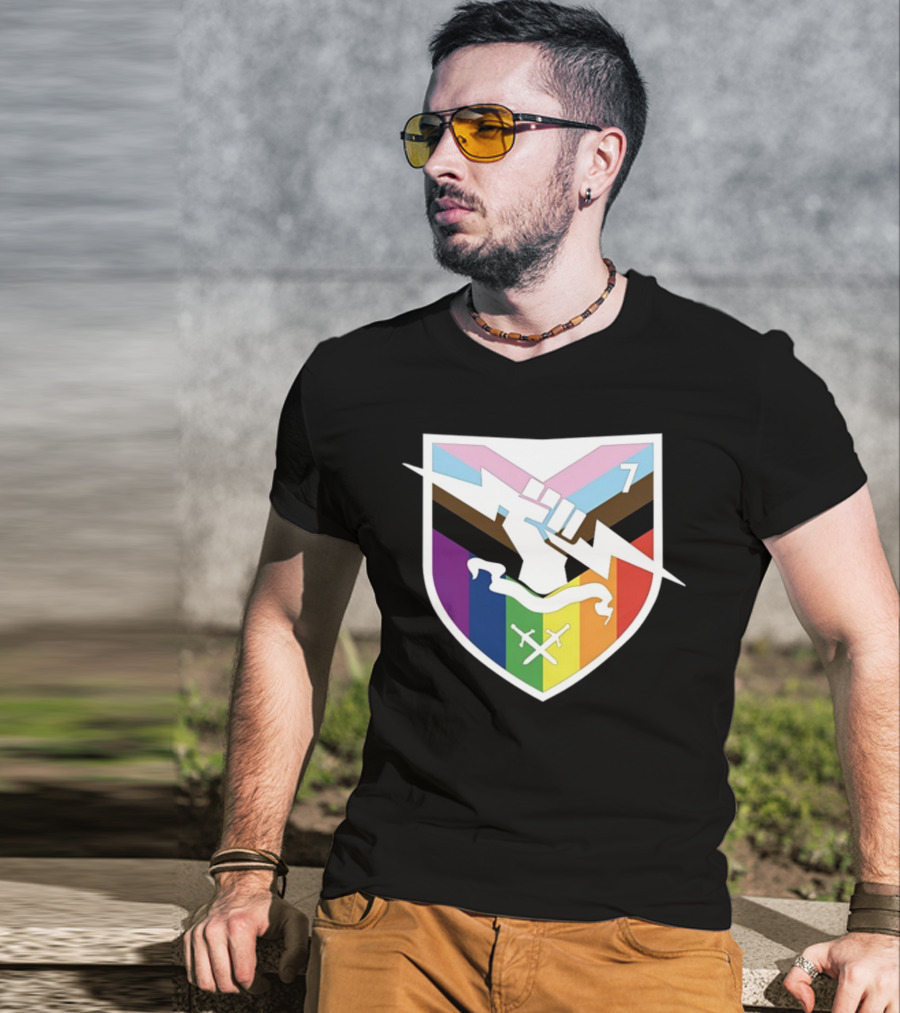 Bungie Pride Progress Flag Fist Lightning Shield T-Shirt