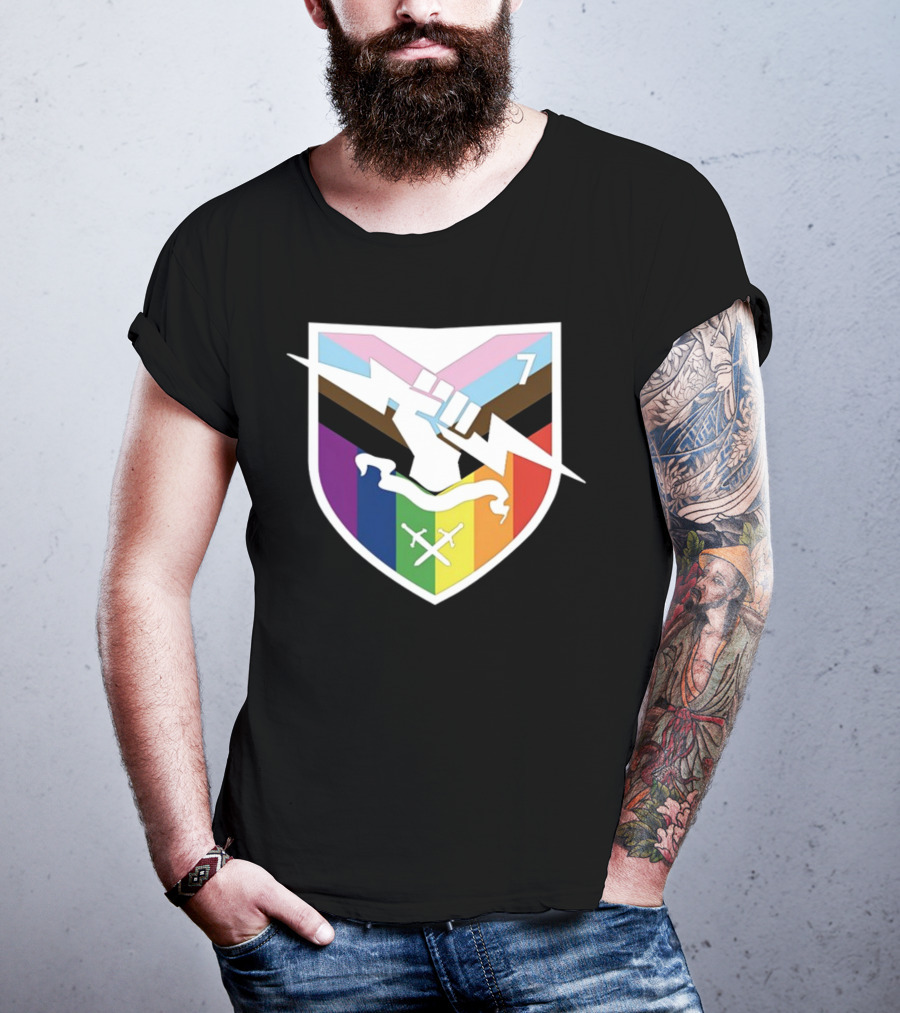 Bungie Pride Progress Flag Fist Lightning Shield T-Shirt