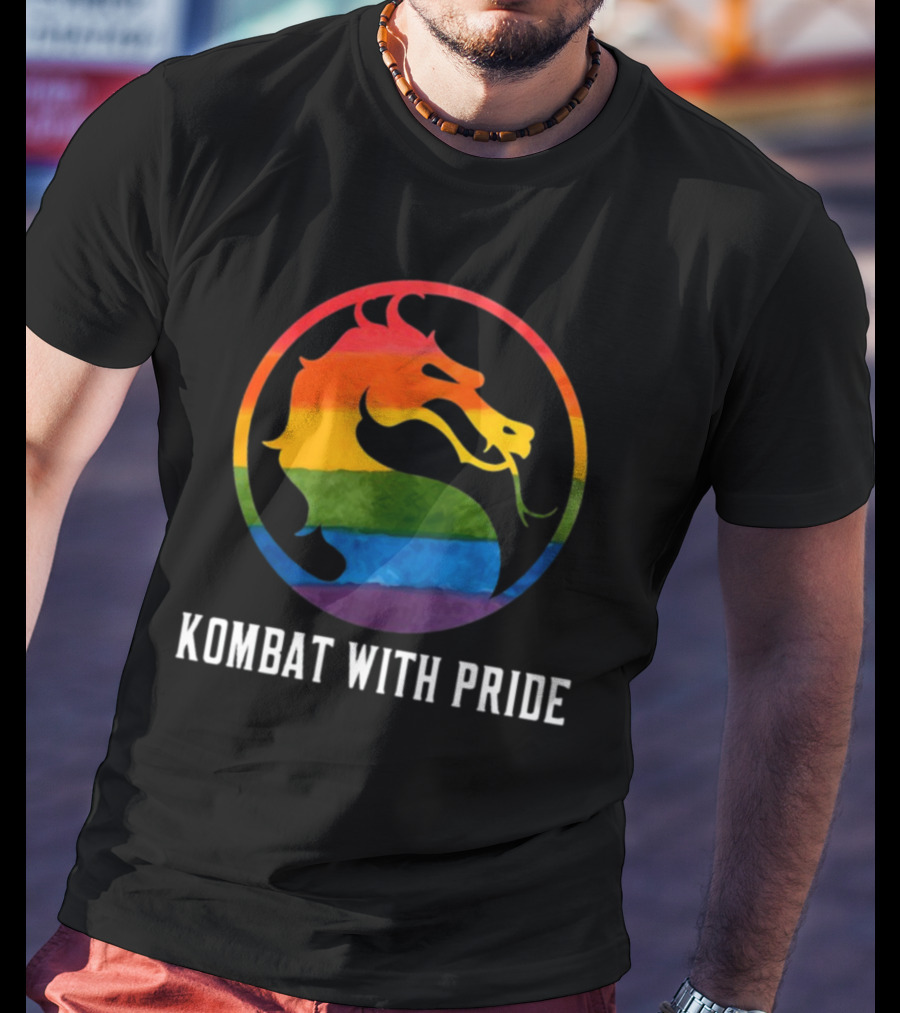 Kombat With Pride Rainbow Dragon Emblem T-Shirt