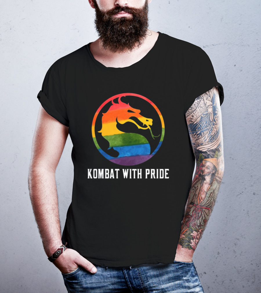 Kombat With Pride Rainbow Dragon Emblem T-Shirt