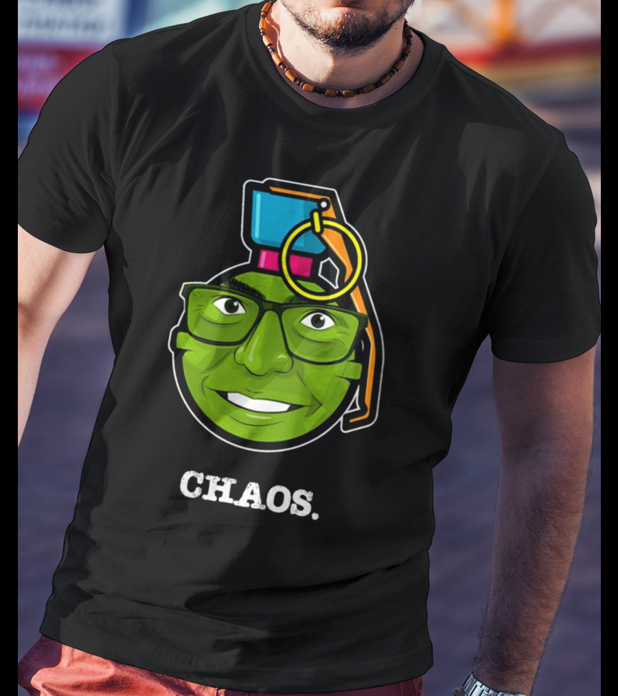 CHAOS Grenade Green Face With Glasses T-Shirt