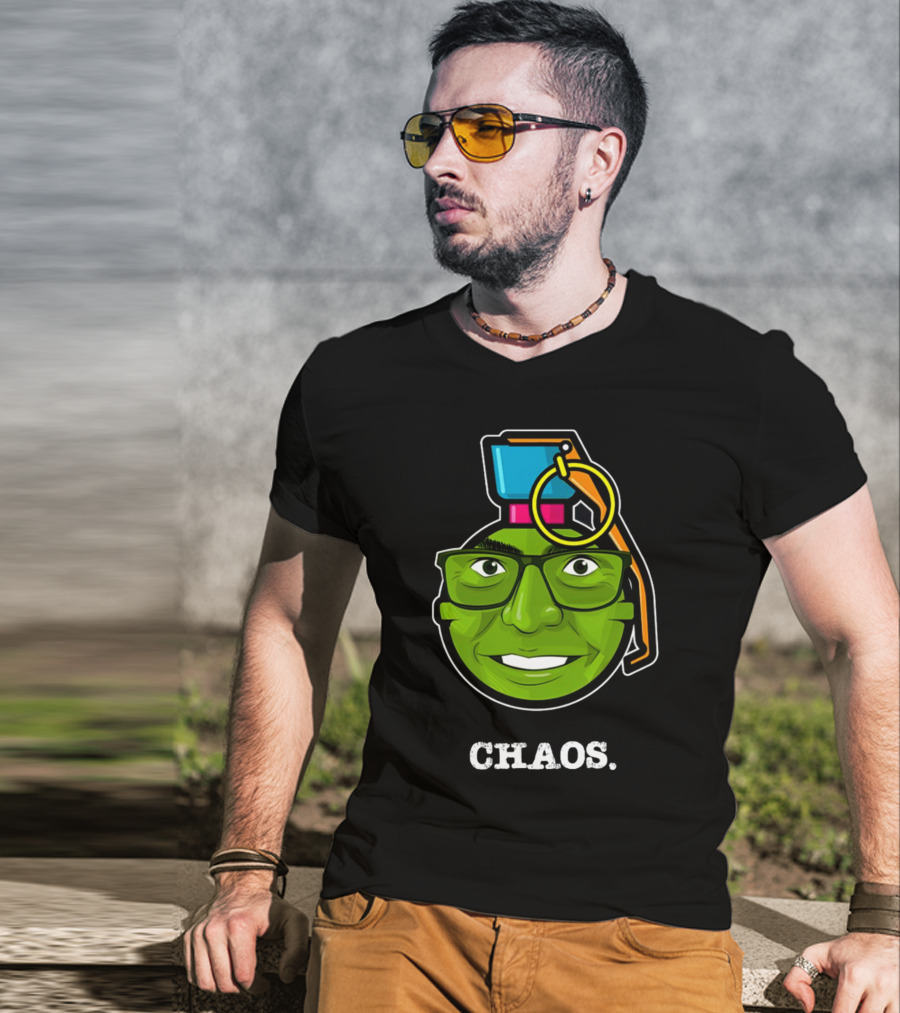 CHAOS Grenade Green Face With Glasses T-Shirt