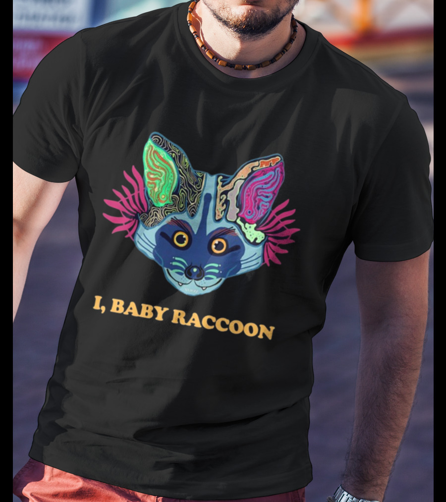 I Baby Raccoon Psychedelic Cat Face T-Shirt
