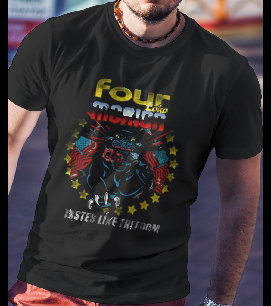Four Loko Merica Panther With Guns Tastes Like Freedom T-Shirt