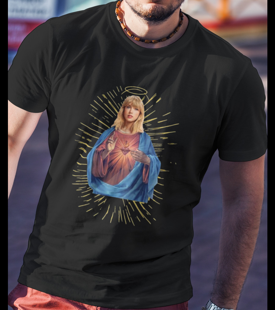 Taylor Swift As Jesus Halo Sacred Heart Iconography T-Shirt