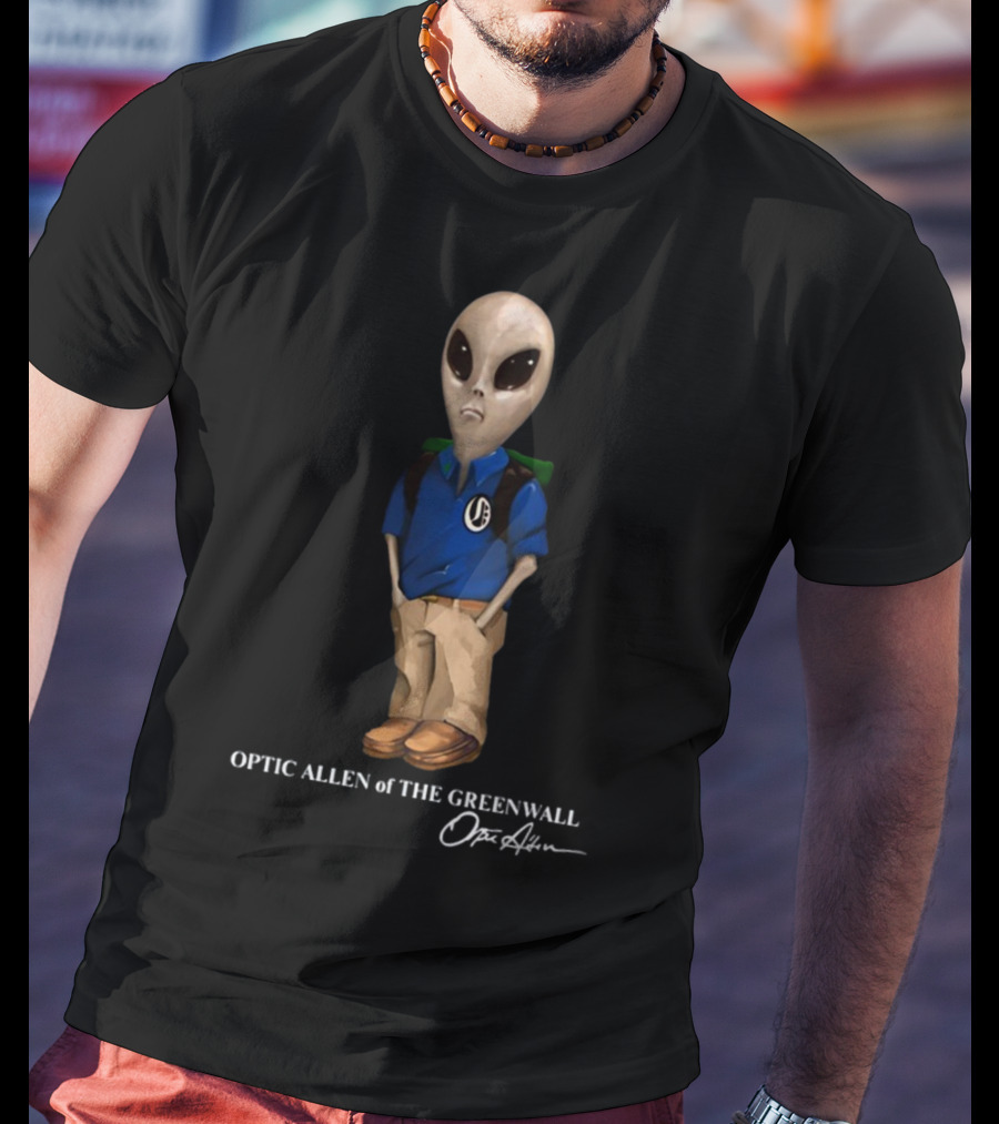 Optic Allen Of The Greenwall Alien Character With Signature T-Shirt